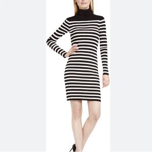 Vince Camuto Black and White Striped Long Sleeve Dress